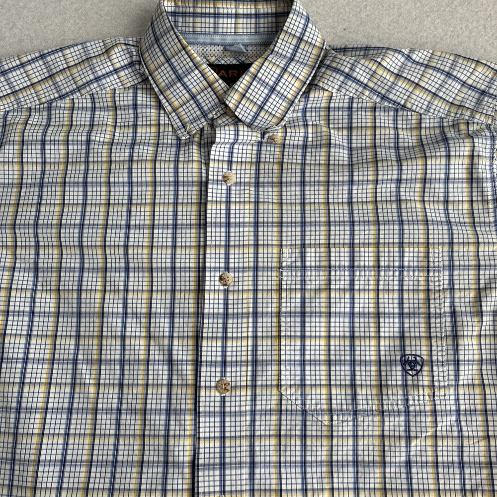 Ariat Pro Series Shirt Mens Medium Plaid Western Button Down Workwear Cowboy